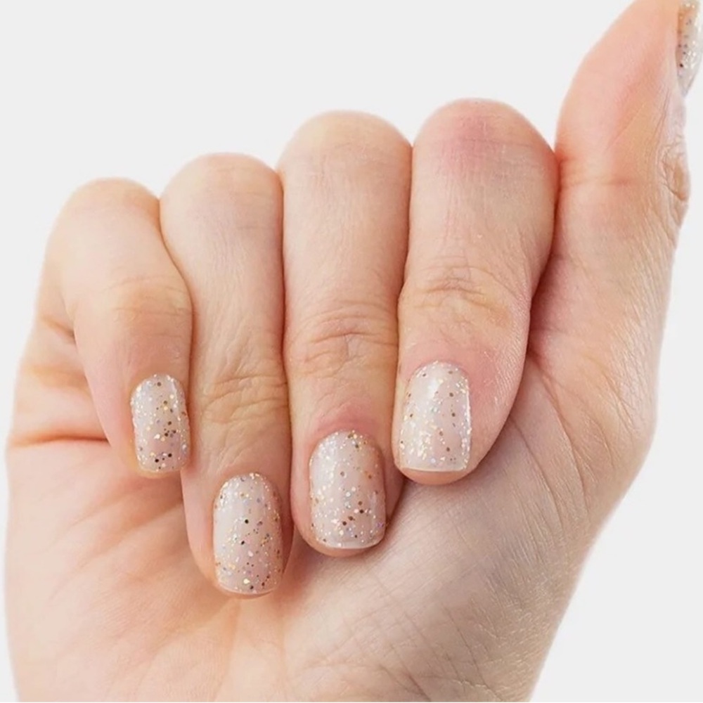 Color Street Champagne Sugar Gold & Holographic Glitter Overlay Nail Strips